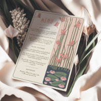 Menu Mariage rose Dragonflies Victorian Dreams