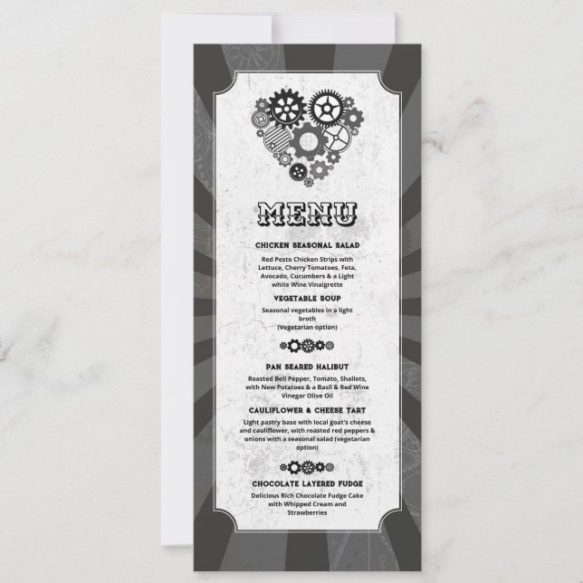 Invitation Menu Mariage Steampunk Mariage Cœurs Engrenages (Devant)