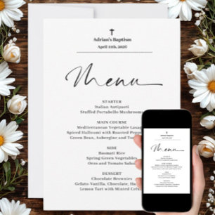 Invitation Menu minimaliste Élégant Baptême