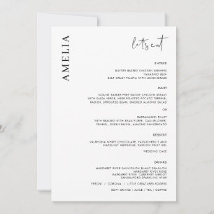 Invitation Menu minimaliste moderne avec nom