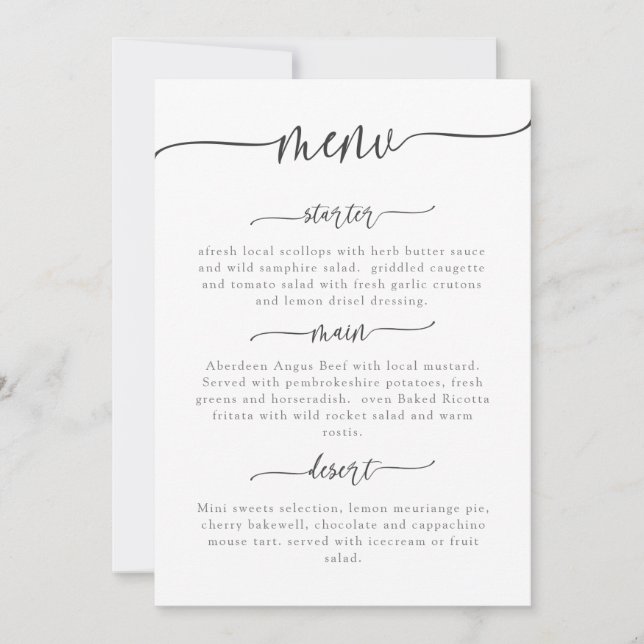 Invitation MENU modèle 9, (Devant)