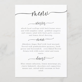 Invitation MENU modèle 9,