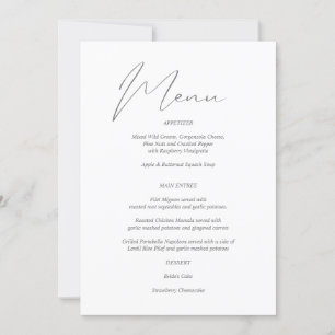 Invitation Menu moderne chic gris & blanc