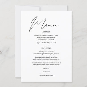 Invitation Menu moderne chic noir & blanc