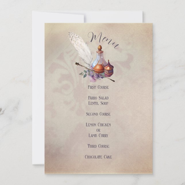 Invitation Menu plat Magic Owl Party (Devant)