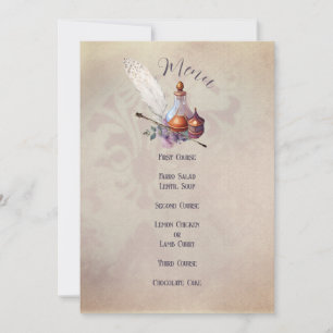 Invitation Menu plat Magic Owl Party