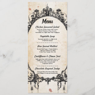 Invitation Menu Réception de Mariage Cadre Gothique Halloween