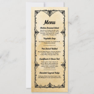 Invitation Menu Réception de Mariage Cadre Gothique Halloween