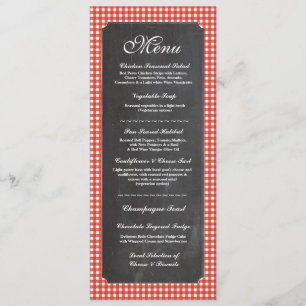 Invitation Menu Réception de mariage Rustique Chalk rouge Chè