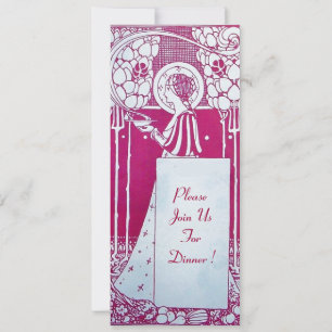 Invitation MENU RESTAURANT MONOGRAM Dîner Rose Blanc, Brunch