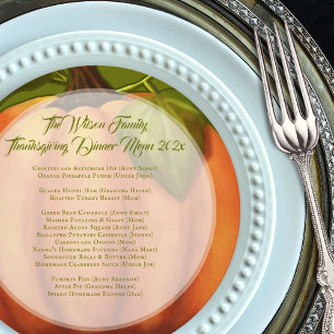 Invitation Menu rond de dîner de famille de Thanksgiving avec