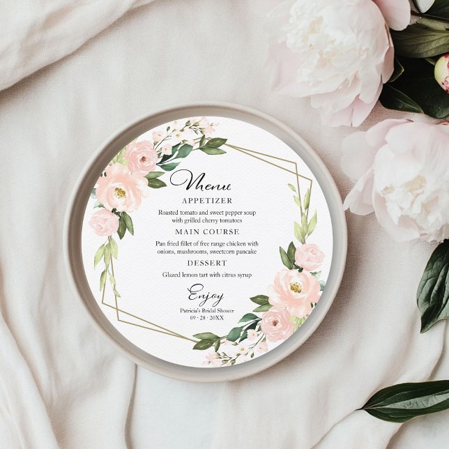 Invitation Menu Rond rose - Fête des mariées géométrique (Créateur téléchargé)