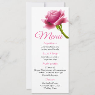 Invitation Menu Rose Fleur Rose Fleur de Mariage / Fête