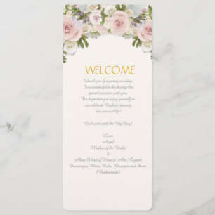 Invitation Menu Rose Succulente Romantique Florale Mariage