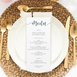 Invitation Menu Rustic Script Mariage ou menu Fête des mariée