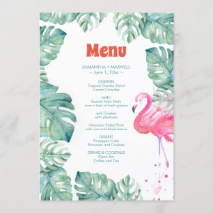 Invitation Menu tropical de Flamant rose d'aquarelle