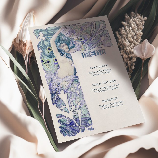 Invitation Menu Vintage Sirène Art Nouveau (Créateur téléchargé)