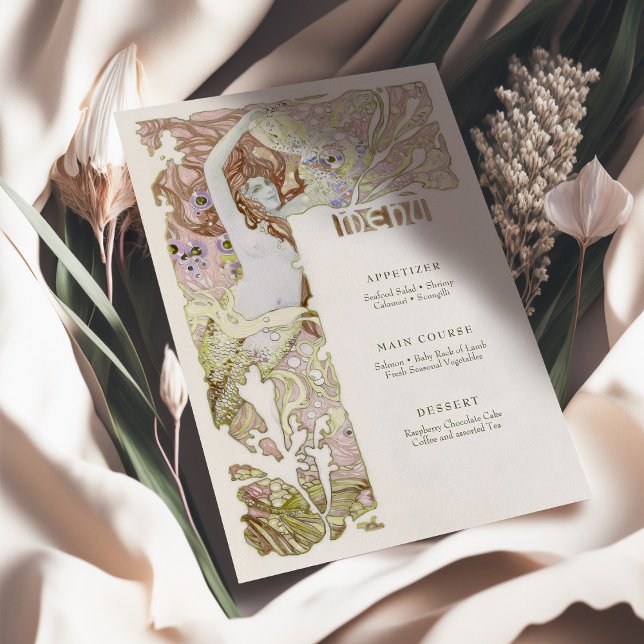 Invitation Menu Vintage Sirène Art Nouveau (Créateur téléchargé)