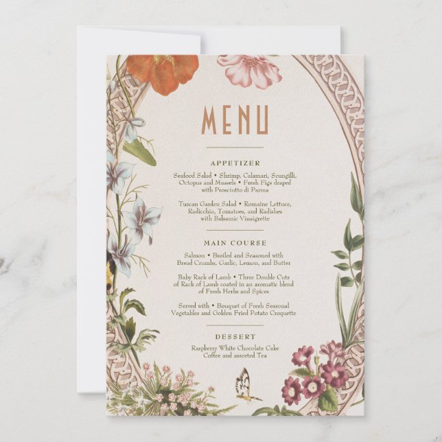 Invitation Menu Wedding Vintage Card (Devant)