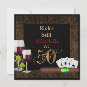 Invitation MENUS DE VIN ROUGE 50e anniversaire Cigares d'invi