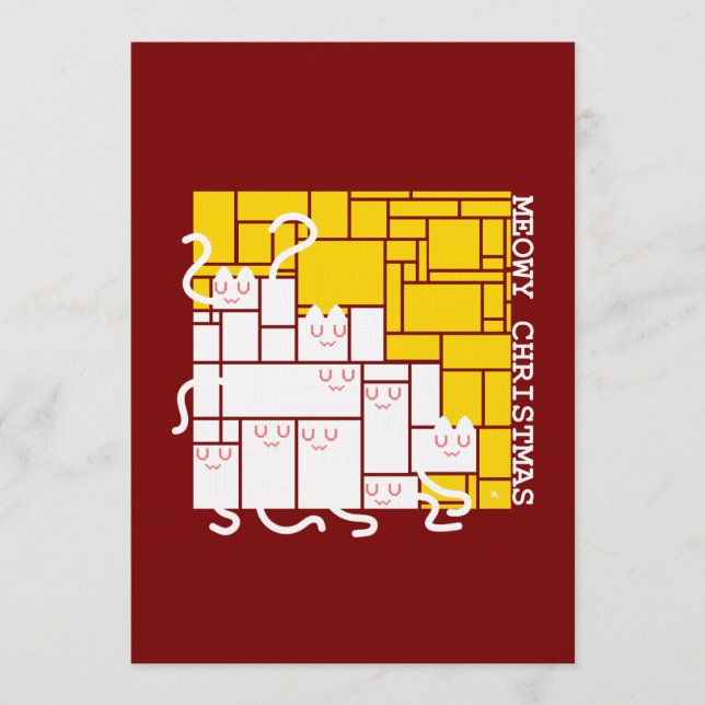 Invitation Meowy Christmas Square Cats (Devant)