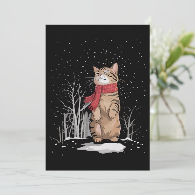 Invitation Meowy Xmas Cats Christmas Snow Kitten Funny Gift  (Debout devant)