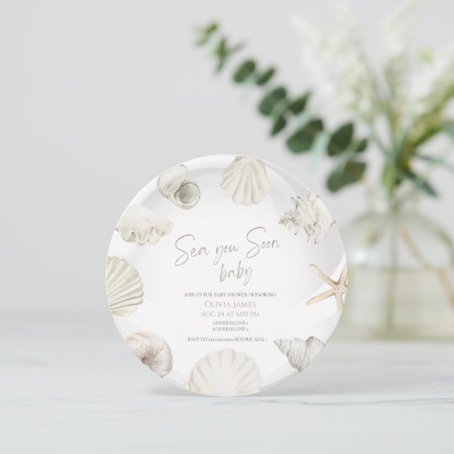 Invitation Mer bientôt baby shower (Debout devant)