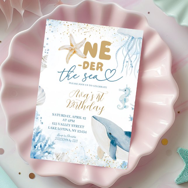 Invitation Mer Bleue Au-delà de la mer Premier anniversaire (Créateur téléchargé)