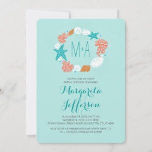 Invitation mer nautique couronne plage nuptiale douche invita