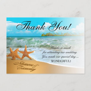 Invitation Merci à deux étoiles de poisson   DEMANDER DES NOM