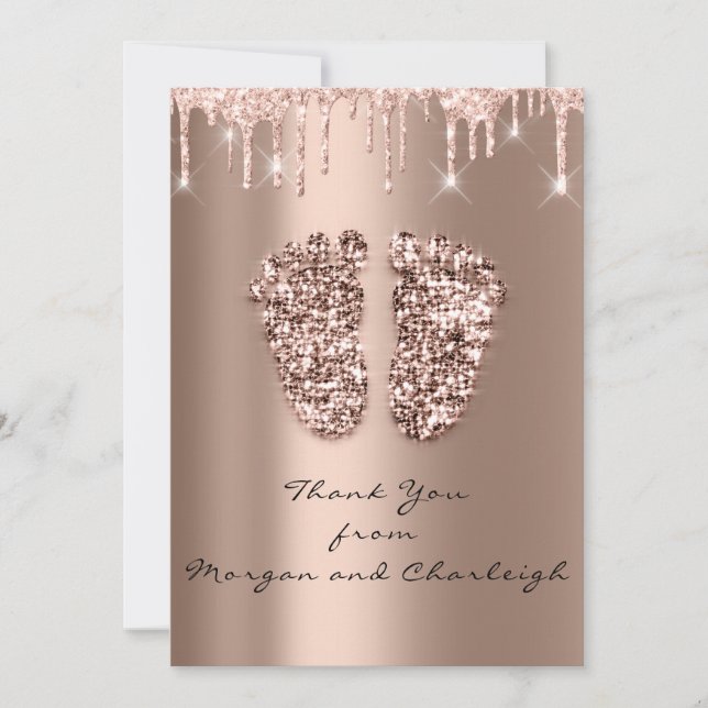 Invitation Merci Ashley1 Baby shower Pieds Rose Drives Garçon (Devant)