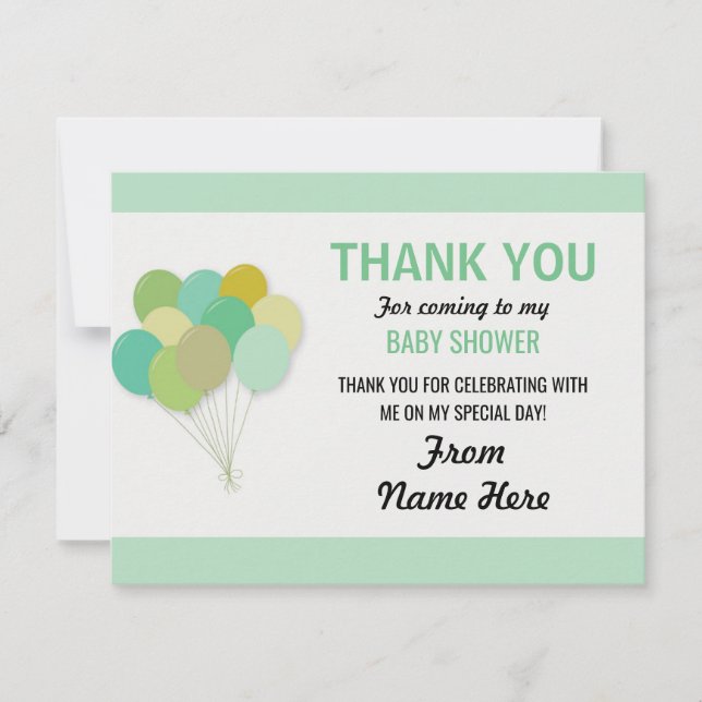 Invitation Merci Baby shower Balloon Pop Sexe Révélation (Devant)