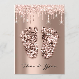 Invitation Merci Baby shower Pieds Parties scintillant Rose D