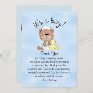 Invitation Merci Baby shower Teddy Bear