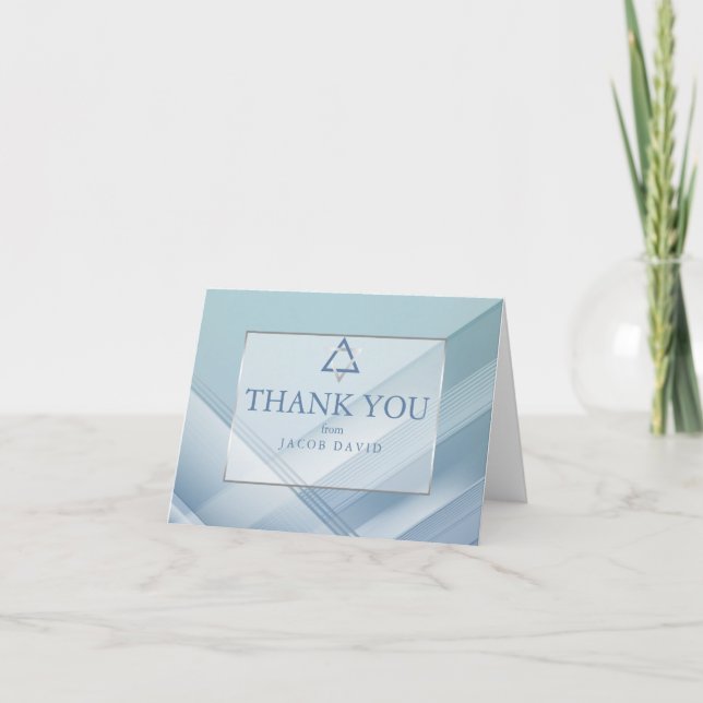 Invitation Merci | Barre Mitzvah Classic Blue Lines (Devant)