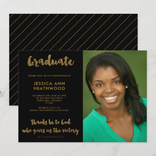 Invitation Merci Be to God Christian Photo Graduation Party