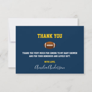 Invitation MERCI Bleu Jaune baby shower GARÇON DE FOOTBALL