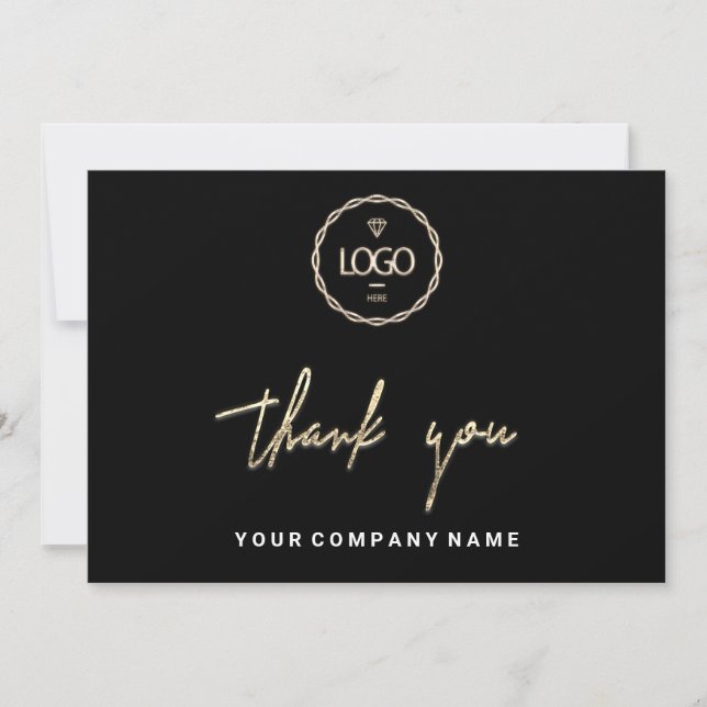Invitation Merci Business Insertion Logo Gold Frame Black (Devant)