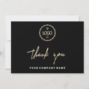 Invitation Merci Business Insertion Logo Gold Frame Black