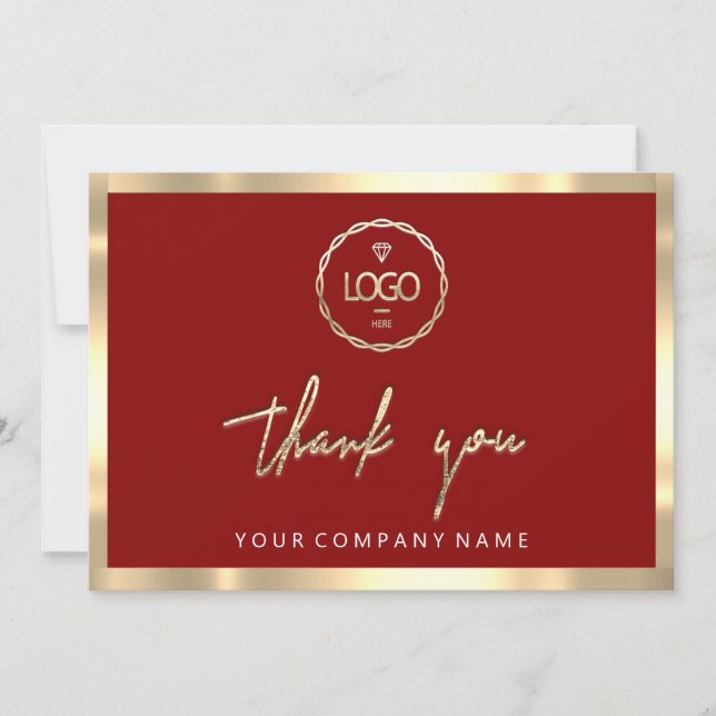 Invitation Merci Business Insertion Logo Gold Frame Bourgogne (Devant)