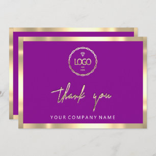 Invitation Merci Business Insertion Logo Gold Frame violet