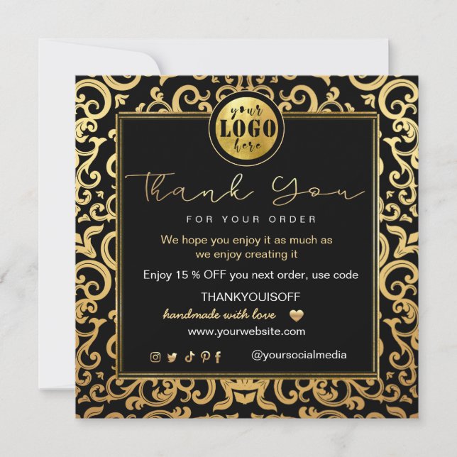Invitation Merci Business Insertion Logo Gold Luxury Frame (Devant)