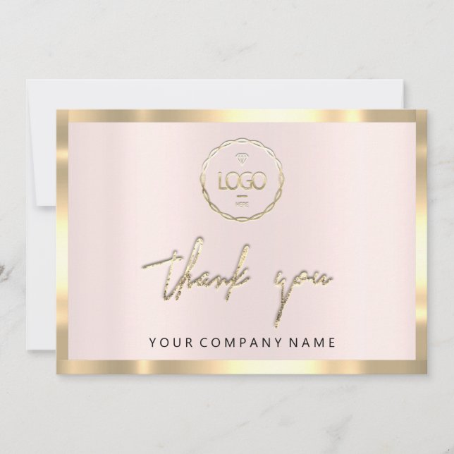 Invitation Merci Business Insertion Logo Rose or (Devant)