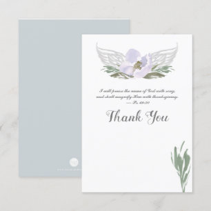 Invitation Merci d'ailes d'Angel Wings aux couleurs violettes