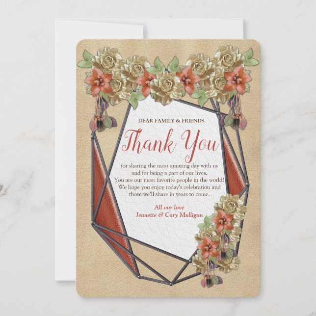 Invitation Merci d'art géométrique en cuir et daim (Devant)