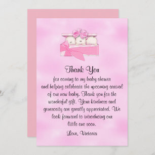 Invitation Merci de baby shower c'est fille de triplets
