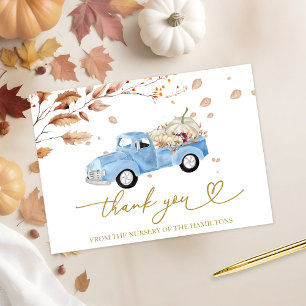 Invitation Merci de Baby shower d'automne du camion Vintage b