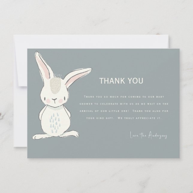 Invitation Merci de Baby shower de lapin mignon (Devant)