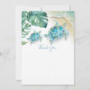 Invitation Merci de Baby shower de tortue de mer tropicale