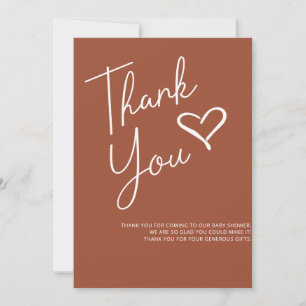 Invitation Merci de Baby shower en terre cuite simple et mode